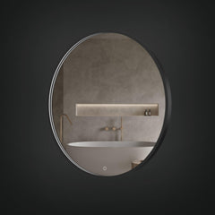 Arcqua Framed Spiegel - 100cm - rond - front LED - mat zwart
