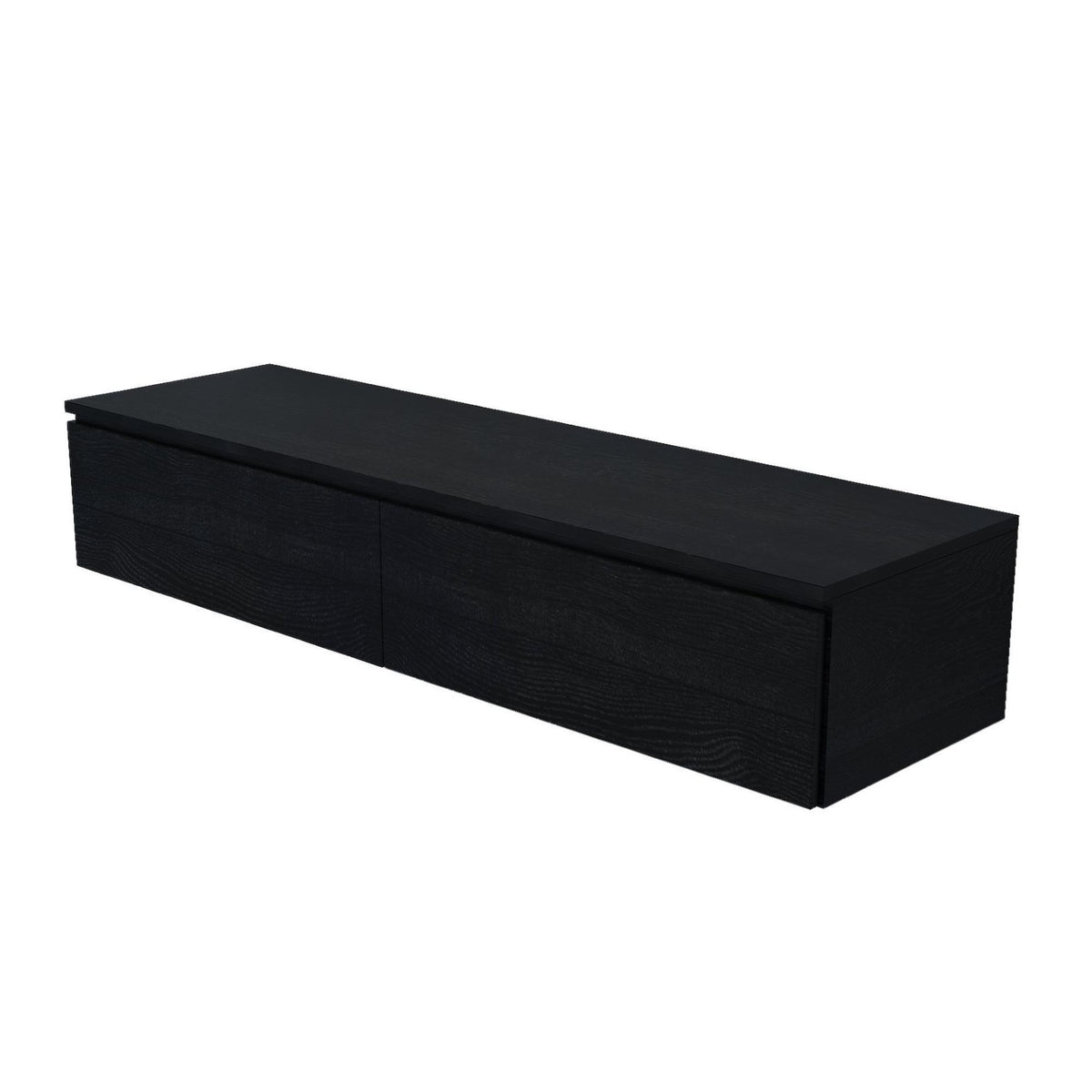 Arcqua Living Onderkast - 140x46x30cm - 2 lades - greeploos - gemelamineerd spaanplaat - oak black