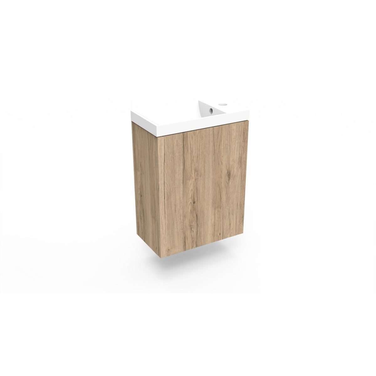 Arcqua Luna Fonteinset 54.3x39.7x21.8cm Canyon Oak met marble fontein met overloop mat wit