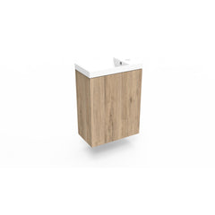Arcqua Luna Fonteinset 54.3x39.7x21.8cm Canyon Oak met marble fontein met overloop mat wit