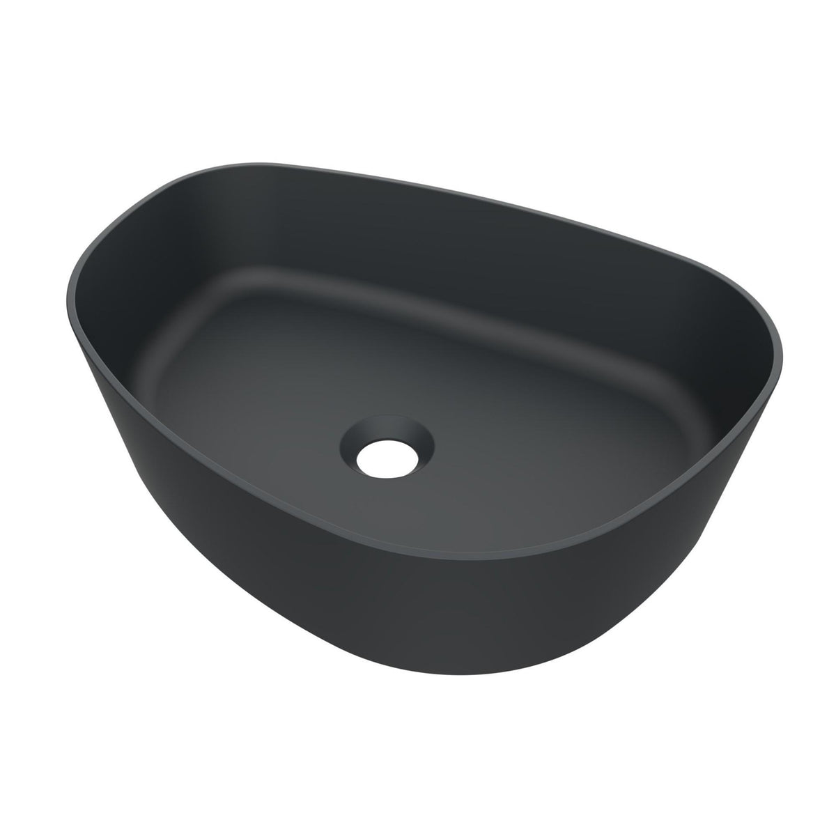 Arcqua Rocker waskom - 50x37x13cm - opbouw - rechts - organisch - cast marble antraciet mat