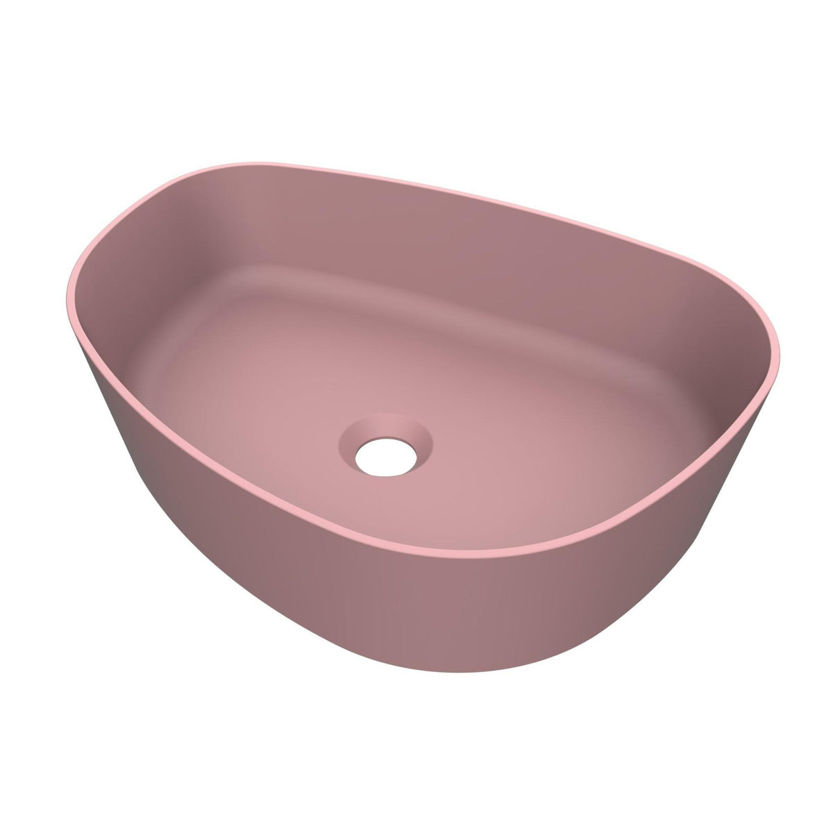 Arcqua Rocker waskom - 50x37x13cm - opbouw - rechts - organisch - cast marble roze mat