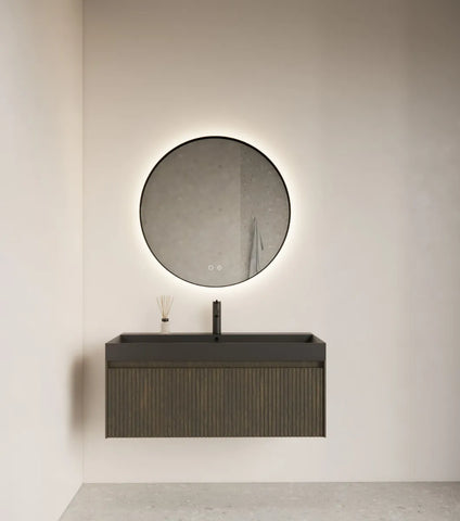 Gliss Design Athena ronde spiegel met rand -  met verlichting en verwarming