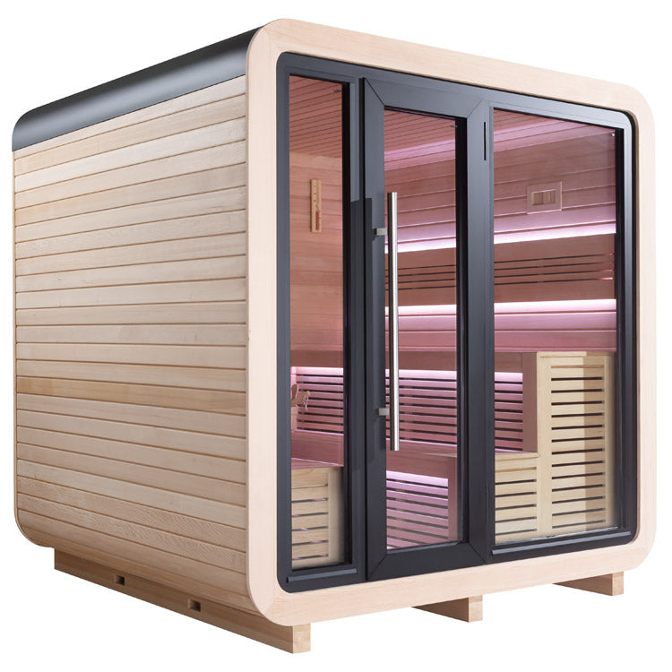 AWT Gartensauna Saunahaus THE CUBE X1 Hemlock 225x225 zonder oven