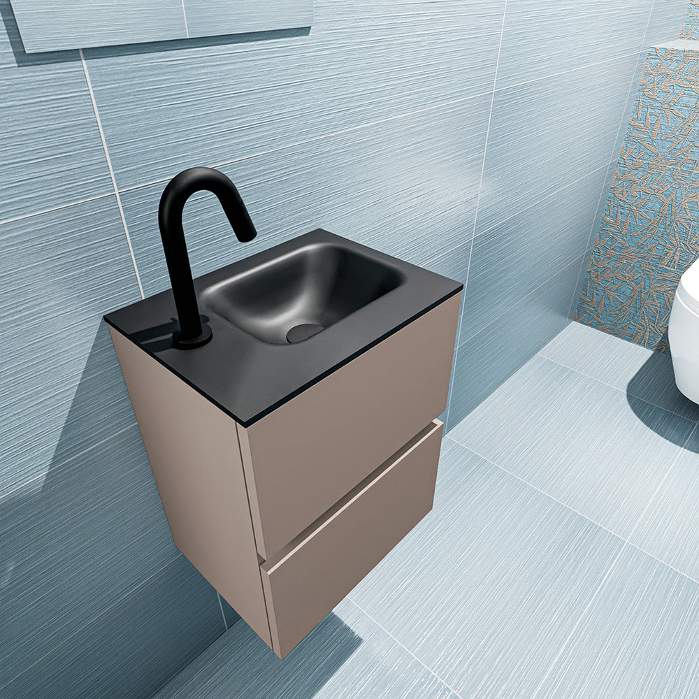 MONDIAZ ADA 40cm toiletmeubel smoke. LEX wastafel urban positie rechts. Met 1 kraangat