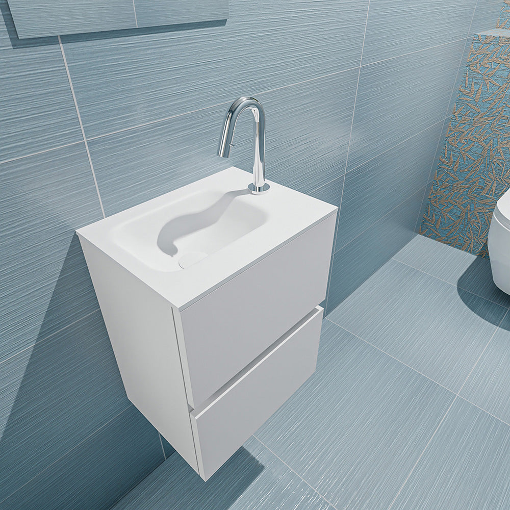 MONDIAZ ADA 40cm toiletmeubel talc. LEX wastafel talc positie links. Met 1 kraangat