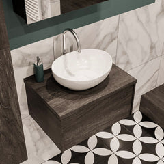 MONDIAZ LUSH 80 badmeubel dark brown 1 lades wastafel BARCO midden 1 kraangat