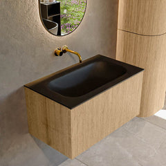 MONDIAZ KURVE 80cm badmeubel kleur Oak met 1 lade en 0 deuren. Wastafel BIG SMALL Midden zonder kraangat Urban.