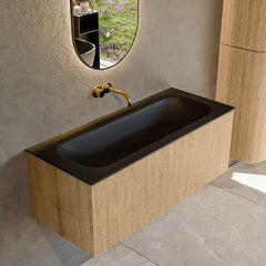 MONDIAZ KURVE 110cm badmeubel kleur Oak met 1 lade en 0 deuren. Wastafel BIG MEDIUM Midden zonder kraangat Urban.