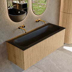 MONDIAZ KURVE 120cm badmeubel kleur Oak met 1 lade en 0 deuren. Wastafel BIG LARGE Midden zonder kraangat Urban.