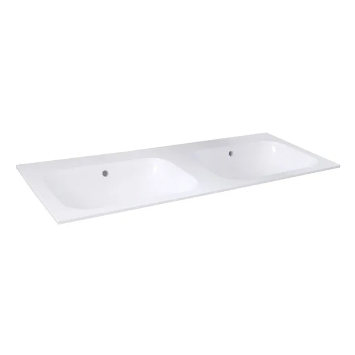 Best Design Bora dubbele wastafel zonder kraangaten polybeton wit