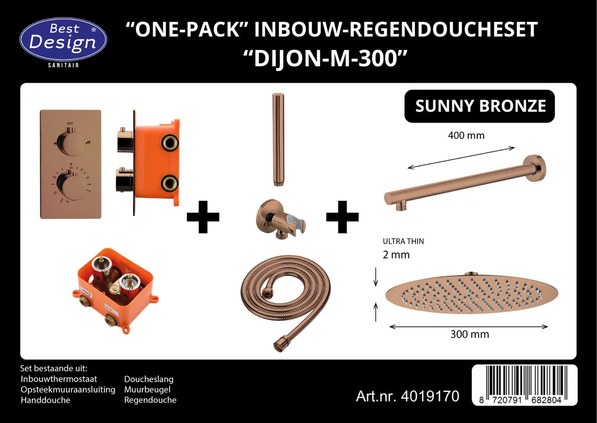 Best Design Dijon inbouw regendouche set 30cm brons