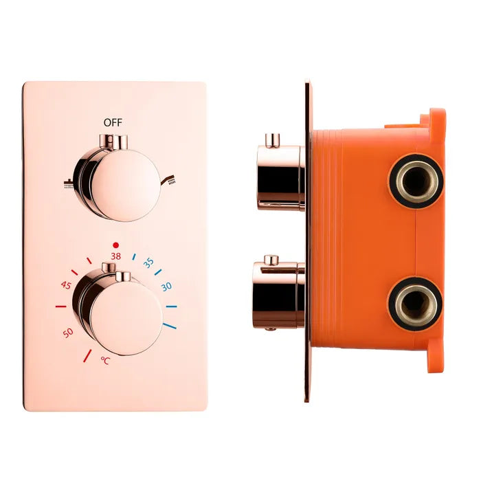 Best Design Lyon 2-weg inbouw thermostaat met inbouwbox Rosé goud