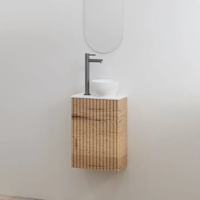 Best Design Mali ribbel toiletmeubel eiken met wit mat meubelblad