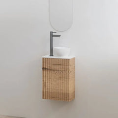 Best Design Mali ribbel toiletmeubel eiken met wit mat meubelblad