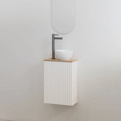 Best Design Mali ribbel toiletmeubel wit mat met eiken meubelblad