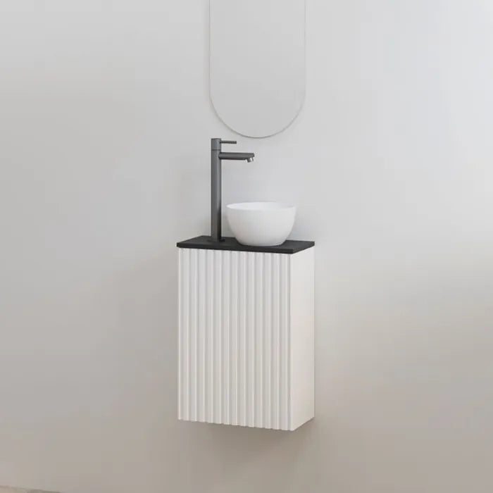 Best Design Mali ribbed toilet vanity unit matte white with matte black counterto