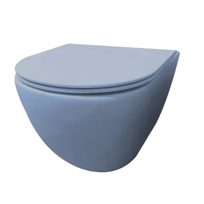Best Design Morrano hangend toilet randloos lichtblauw mat