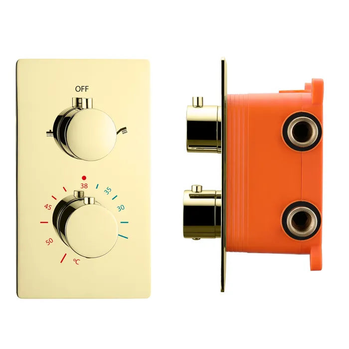 Best Design Nancy 2-weg inbouw thermostaat met inbouwbox mat goud