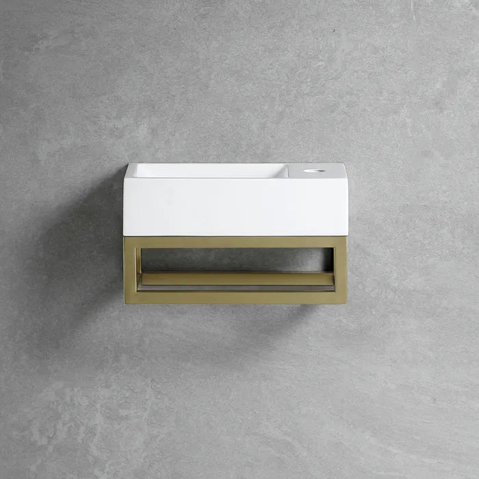 Best Design R-Line Nancy basin 36cm gloss white with gold passe-partout frame