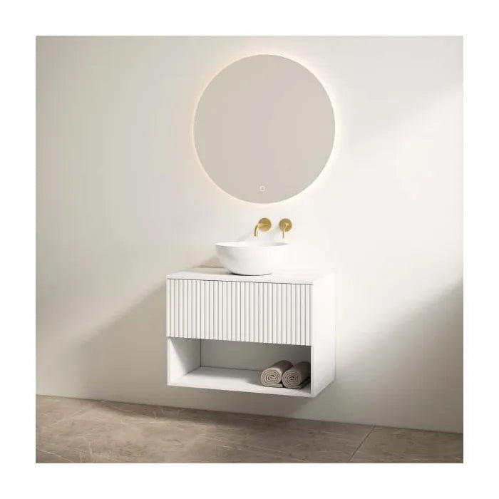 Best Design Rigatti badmeubel 60cm wit mat met ribbelfront en wit mat topblad