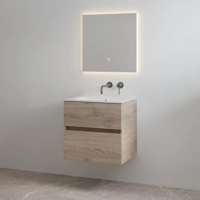 Best Design Splash Bathroom Vanity Unit 60cm without Tap Hole Light Oak