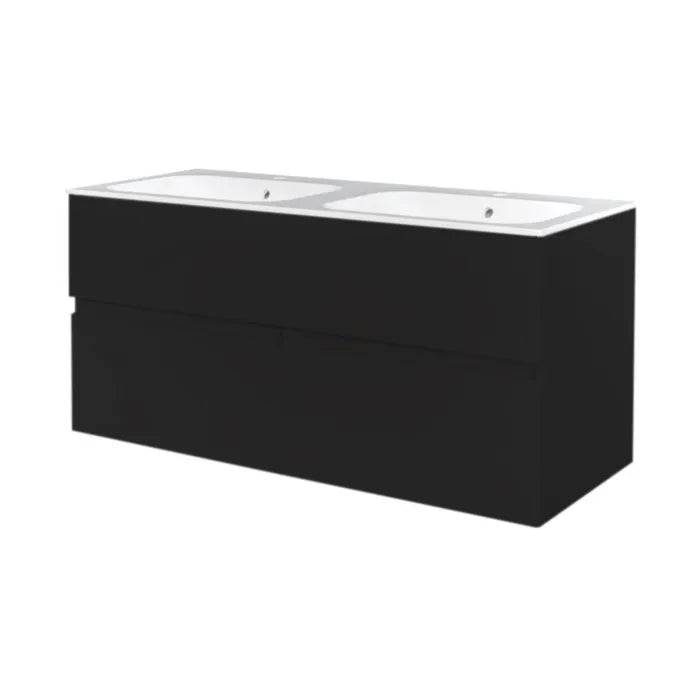 Best Design Bora Black greeploos wastafelmeubel met 4 laden zonder wastafel mat zwart 120cm