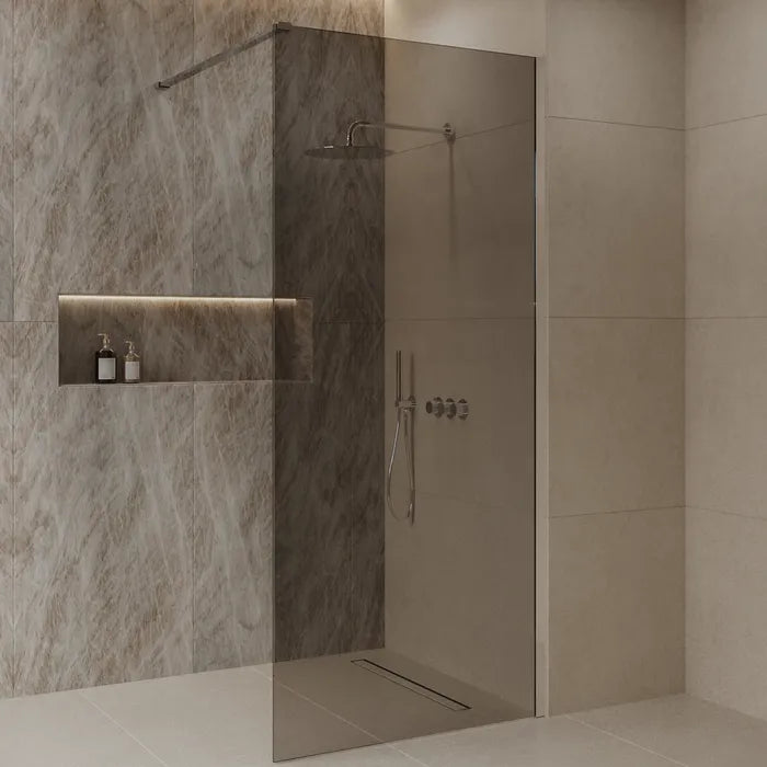 Best Design Dalis walk-in shower 90cm chrome with mocha glass