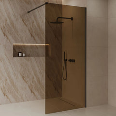 Best Design Dalis walk-in shower 90cm gunmetal with amber glass