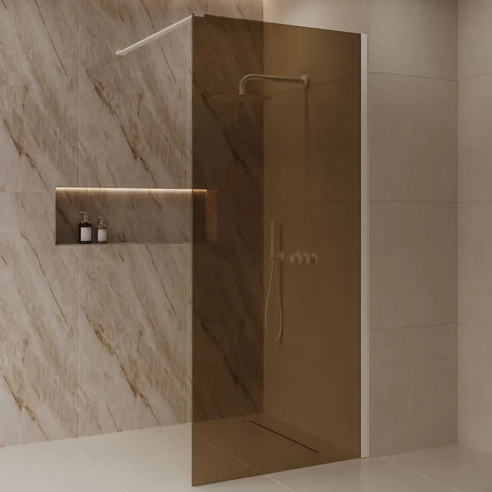 Best Design Dalis walk-in shower 120cm white with amber glass