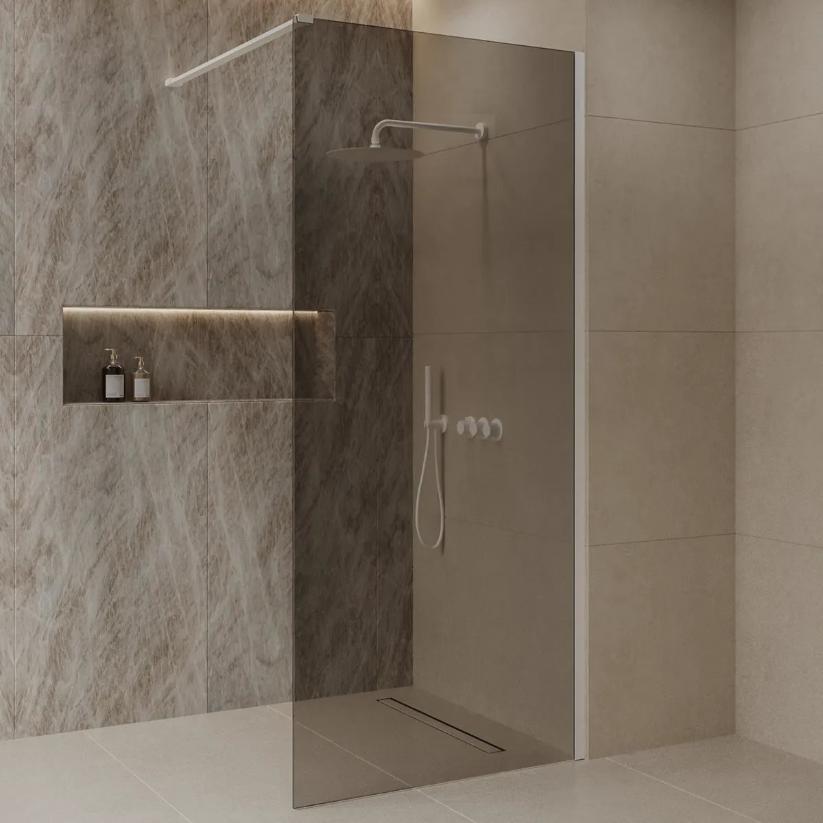 Best Design Dalis walk-in shower 80cm white with mocha glass