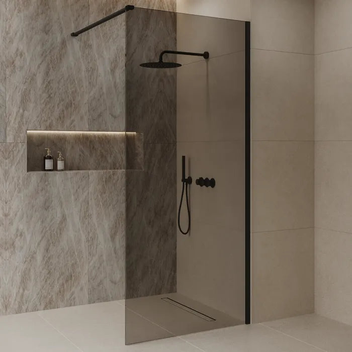 Best Design Dalis walk-in shower 120cm black with mocha glass