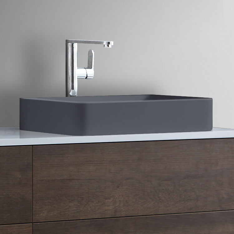 StoneArt solid surface waskom LC111 betongrijs mat