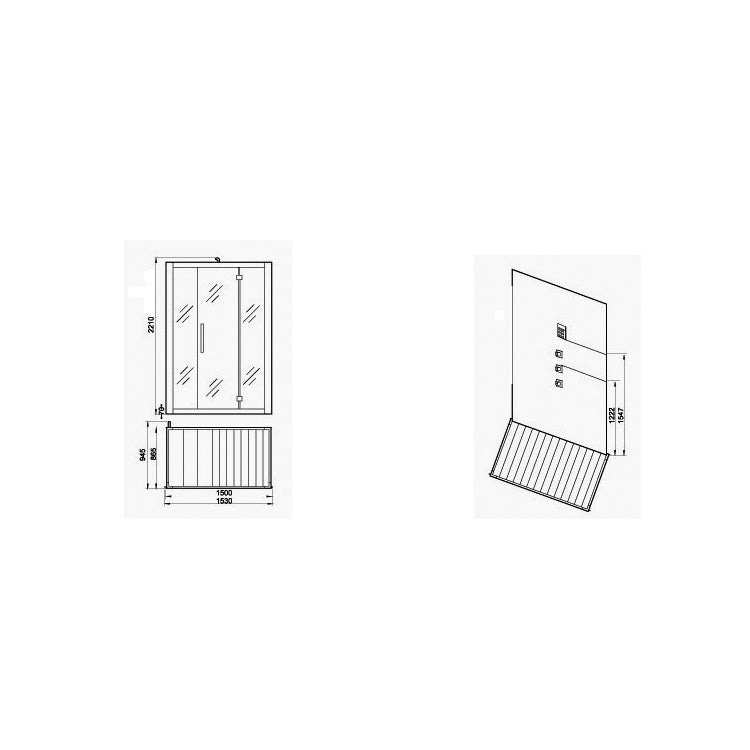 AWT Stoomcabine/douche in nis DZ972F8 zwart/150x95