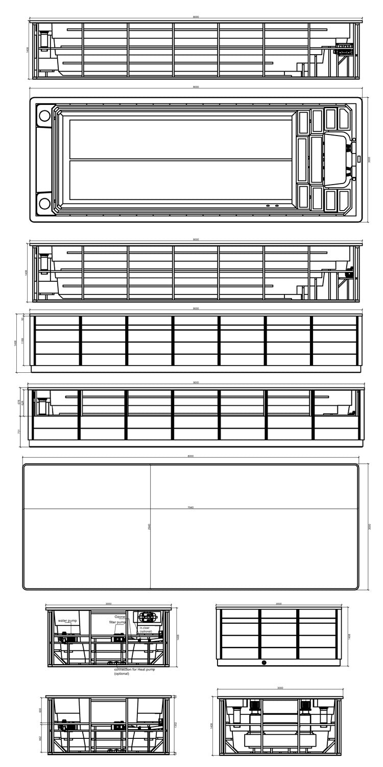 AWT Innovation 800XL-T - zwemspa - 800x300 - wit - grijs