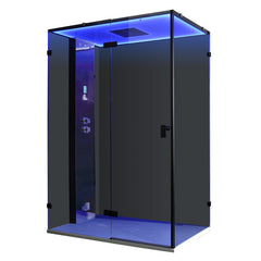 AWT Stoomdouche LD111F15 zwart/150x90/links zonder douchebak en achterwanden