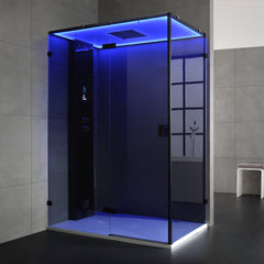 AWT Stoomdouche LD111F15 zwart/150x90/links zonder douchebak en achterwanden