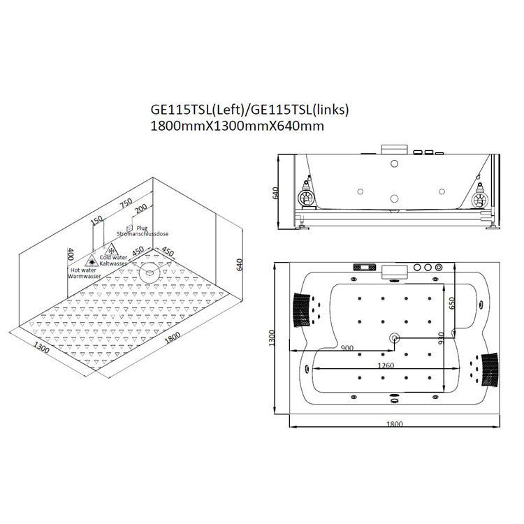 AWT Whirlpool GE115TSL met Acryl-Paneel 180x130