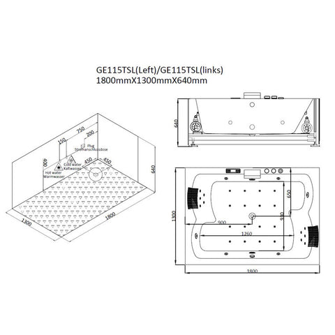 AWT Whirlpool GE115TSL met Acryl-Paneel 180x130