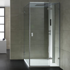 AWT Stoomcabine/stoomdouche LD106F15 wit mat/100x100/rechts zonder achterwanden en douchebak