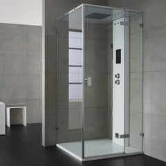 AWT Stoomcabine/stoomdouche LD106F15 wit mat/100x100/rechts zonder achterwanden en douchebak