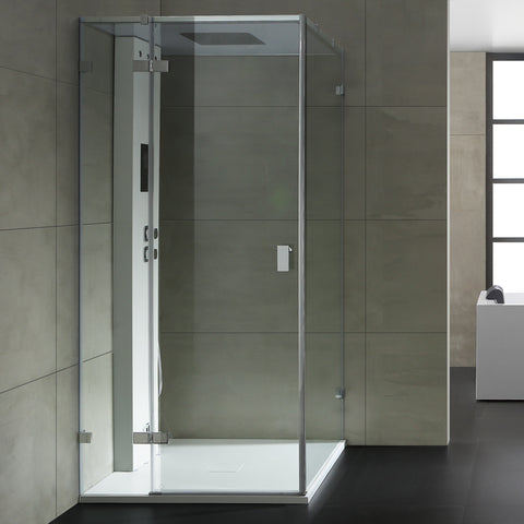 AWT Stoomdouche LD108F15 wit glanzend/90x90/links zonder achterwanden en douchebak