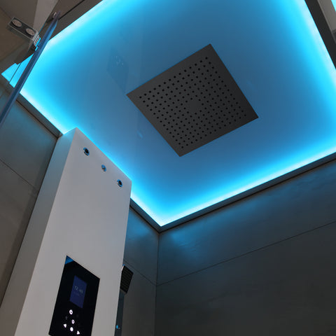 AWT Stoomdouche LD108F15 wit glanzend/90x90/links zonder achterwanden en douchebak