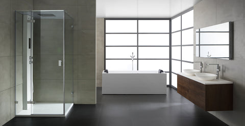 AWT Stoomdouche LD108F15 wit glanzend/90x90/links zonder achterwanden en douchebak