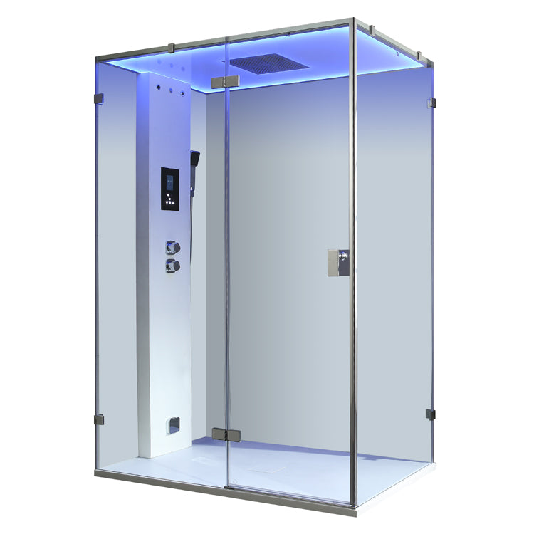 AWT Stoomdouche LD111F15 met achterwanden zonder douchebak wit glanzend/150x90/links