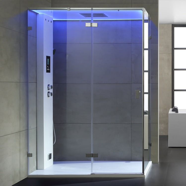 AWT Stoomdouche LD111F15 met achterwanden zonder douchebak wit glanzend/150x90/links