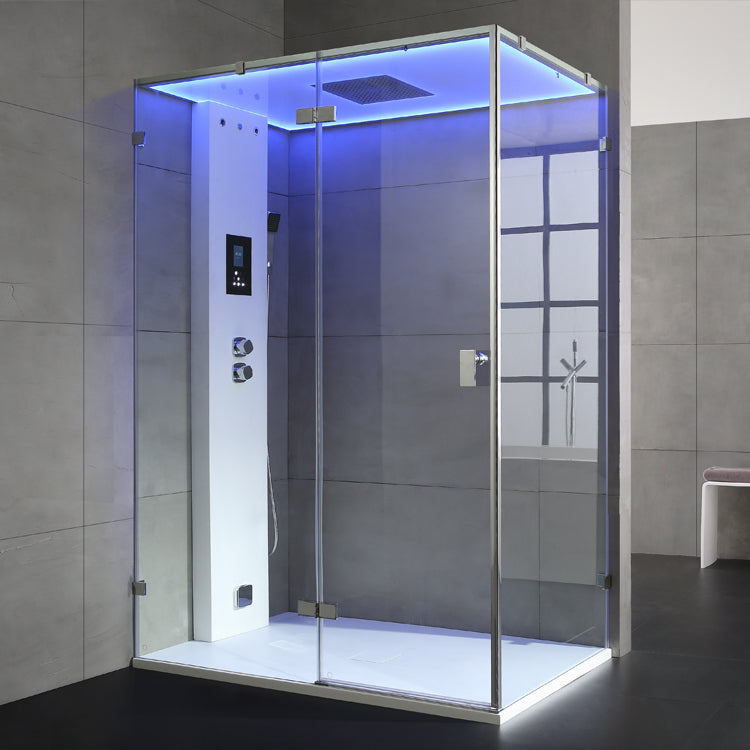 AWT Stoomdouche LD111F15 met achterwanden zonder douchebak wit glanzend/150x90/links