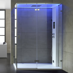 AWT Stoomdouche LD111F15 wit mat/150x90/rechts zonder douchebak en achterwanden