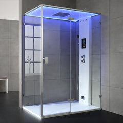 AWT Stoomdouche LD111F15 wit mat/150x90/rechts zonder douchebak en achterwanden