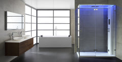 AWT Stoomdouche LD111F15 wit mat/150x90/rechts zonder douchebak en achterwanden